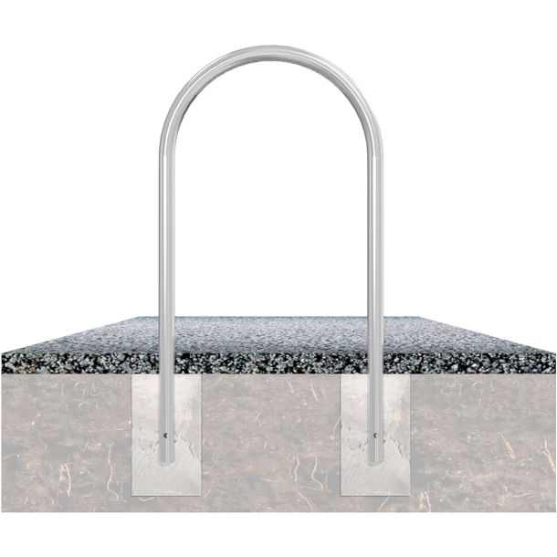 Runde st�lr�rsb�jler | � 48 mm x 2,5 mm | til indst�bning i beton | uden tv�rstang | totalbredde: ca. 650 mm | varmgalvaniseret og lakeret, farve: gr�n (RAL 6005)